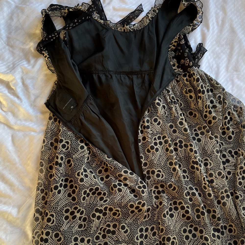 Anthropologie Black and Gray Silk Babydoll Dress - Picture 5 of 5